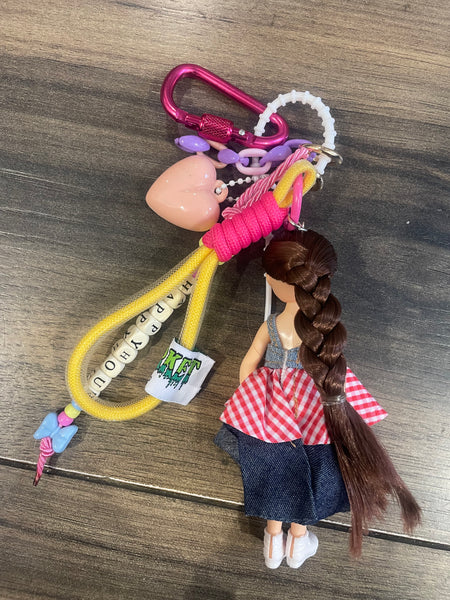 Pimp your Bag charms per borsa e
portachiavi Keychain Barbie Shelly
capelli castani gonna lunga jeans