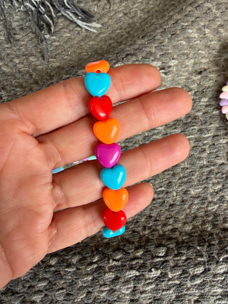 Bracciale colors Beads giro cuori small effetto lucido rosso turchese arancio ciclamino
