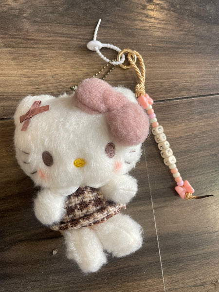 Pimp your Bag Keychain charms per borsa e portachiavi hallo kitty in peluche tartan
