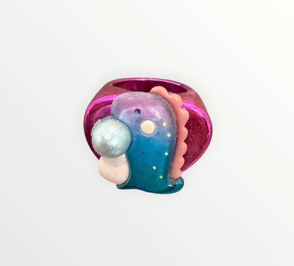 Anello resina metallizzata vari colori draghetto con perla