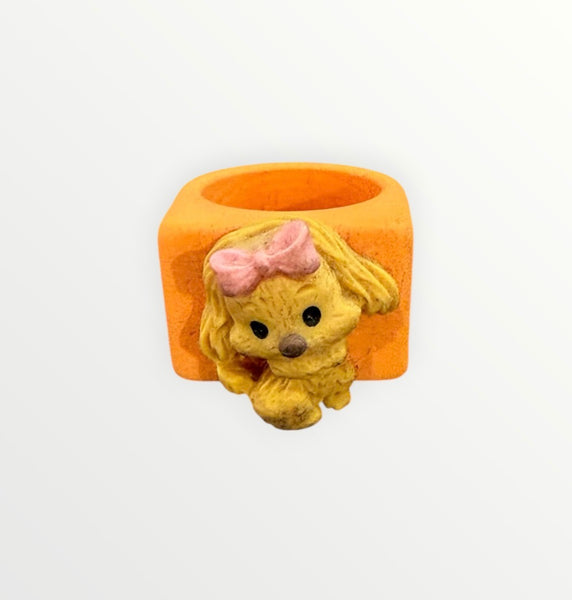 Anello resina cagnolina con fiocco