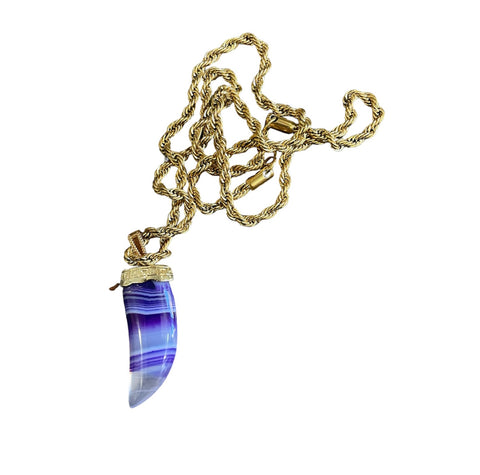 Collana corno pietra dura naturale e Rope corno viola