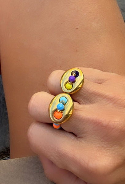 Anello Colors ovale chain e cristalli