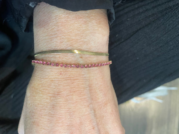 Bracciale doppio tennis e snake rosa
