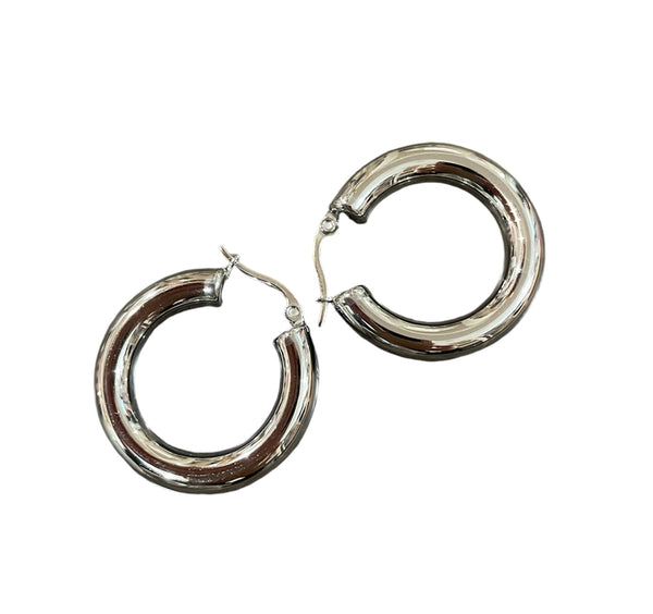 Coppia orecchini cerchio 32 mm due varianti colore con perno a monachina