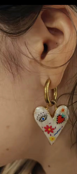 Mono orecchino Tatoo Mistero del Corazon vari disegni cerchietto meno spesso