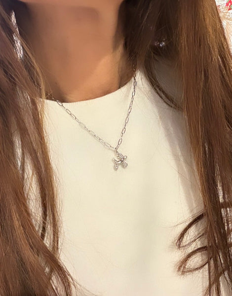 Collana Balloon dog crystal con perla due varianti colore