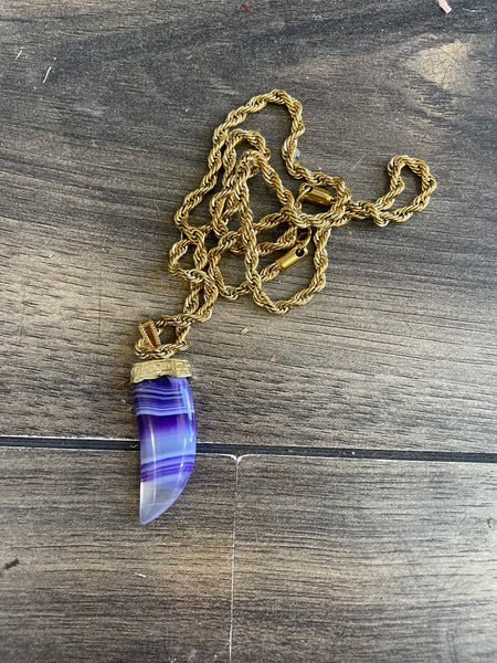 Collana corno pietra dura naturale e Rope corno viola