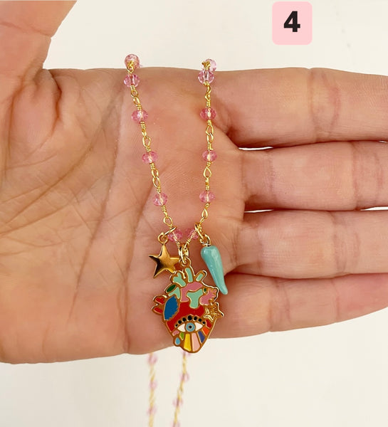 Collana principessa glam remedios corazon cuore anatomico vari colori