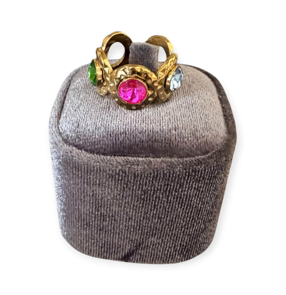 Anello isla Bonita Summer con tre punti luce rainbow
