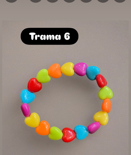 Bracciale Beads giro cuori small vari colori
