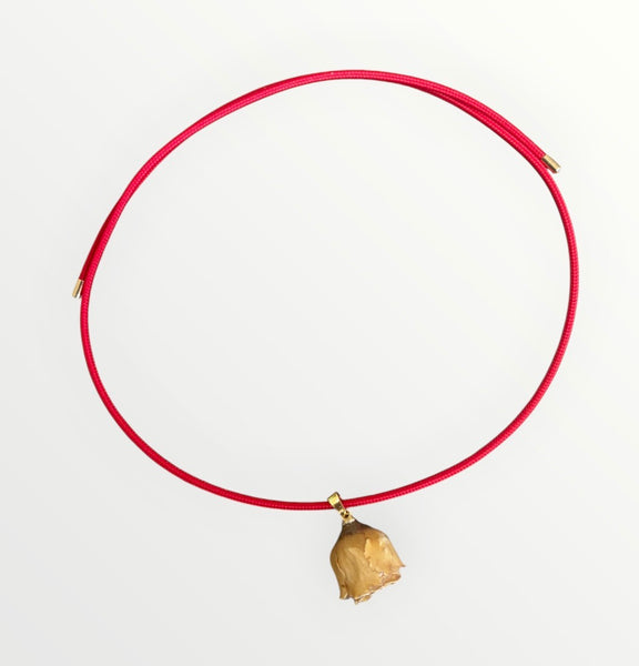 Collana magnetic con charm rosa essiccata crema  cordino vari colori