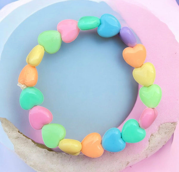 Bracciale colors Beads giro cuori small effetto lucido colori pastello senza bianco