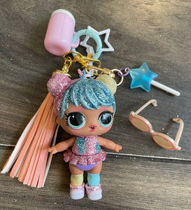 Pimp your Bag Lol capelli Rainbow pastel glitter   con occhiali da sole estraibili