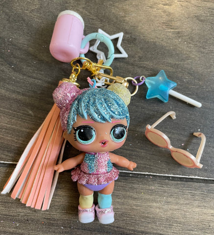 Pimp your Bag Lol capelli Rainbow pastel glitter   con occhiali da sole estraibili