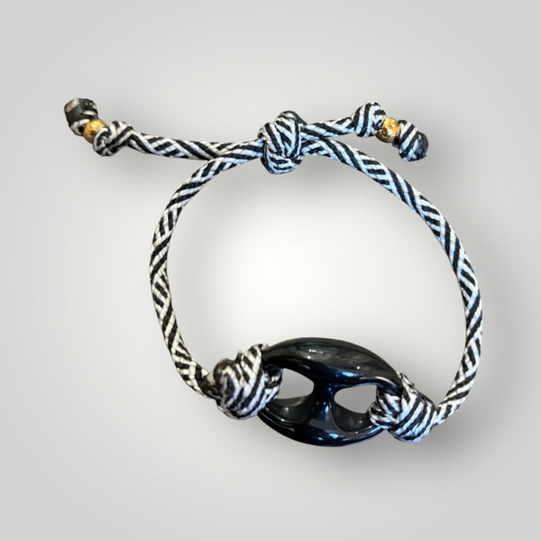 Bracciale Marine Florida chain  regular  centrale nero cordino in vari colori