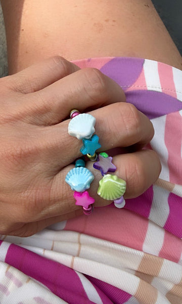 Anello colors con conchiglia e stellina  vari colori Limited edition