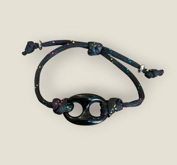 Bracciale Marine Florida chain  regular  centrale nero cordino in vari colori
