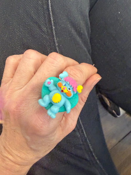 Anello in resina cuore vari colori popples turchese