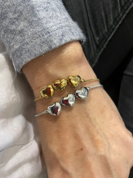 Bracciale cuori puff due varianti colore