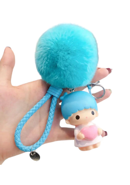 Portachiavi e applique borsa Pimp your Bag Little twin star gemello Kiki  ponpon in peluche