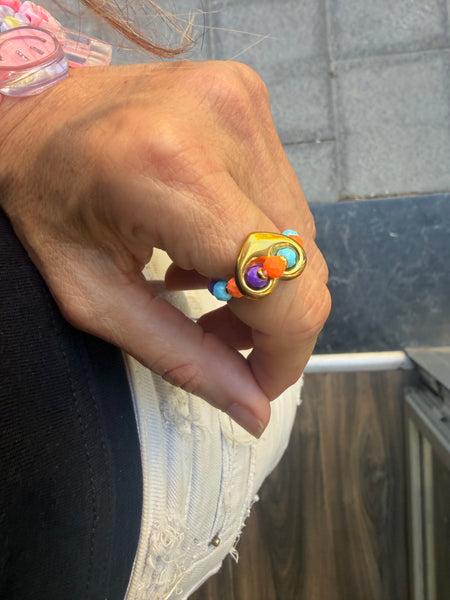 Anello Colors cuore chain e cristalli