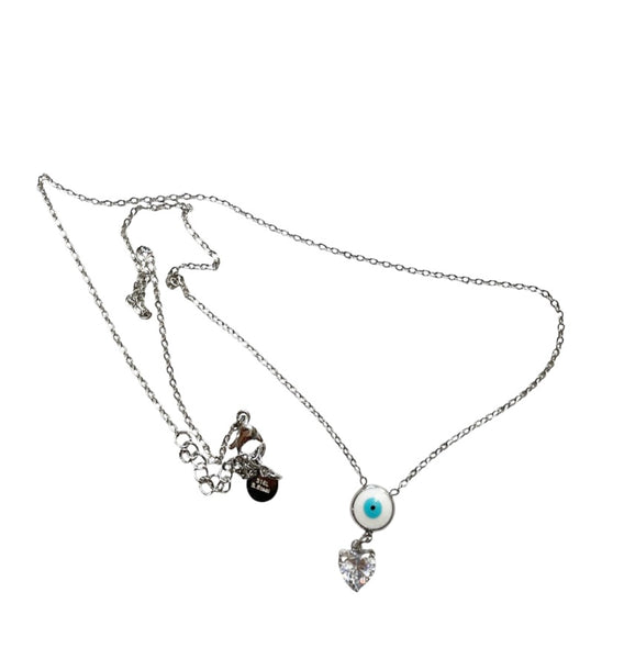Collana girocollo occhio greco e punto luce cuore due varianti tu colore