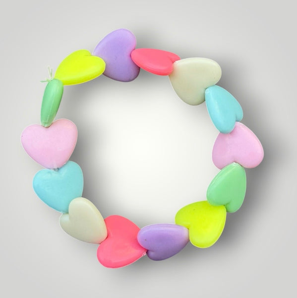 Bracciale colors Beads giro cuori large colori pastello
