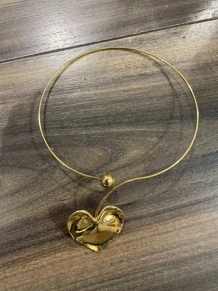 Collana rigida maxi cuore e sfera