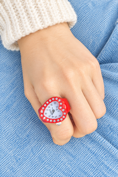 Anello orologio cuore vari colori