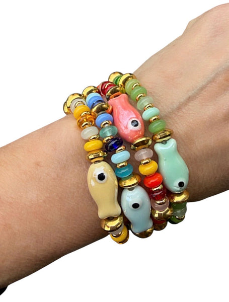Bracciale pesciolino portafortuna vari colori