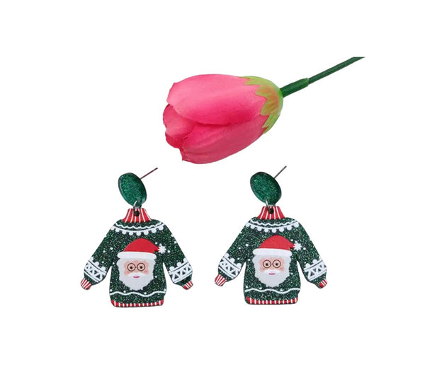 Mono orecchino Christmas Edition  maglione di Natale con renna Babbo Natale pupazzo di neve