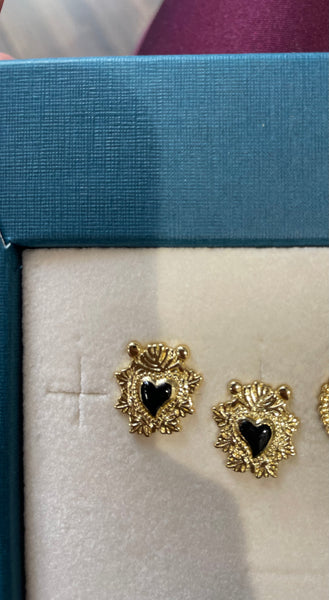 Coppia Orecchini principessa glam Cuore sacro lobo vari colori