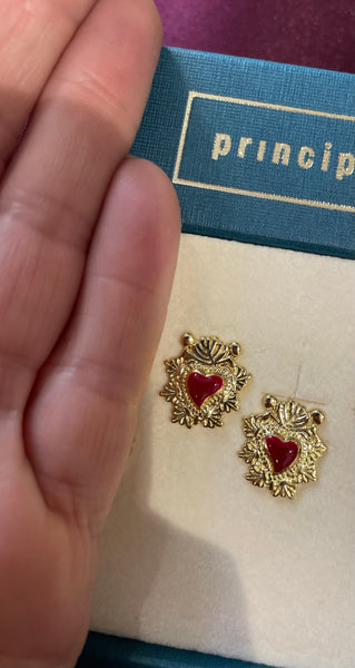 Coppia Orecchini principessa glam Cuore sacro lobo vari colori