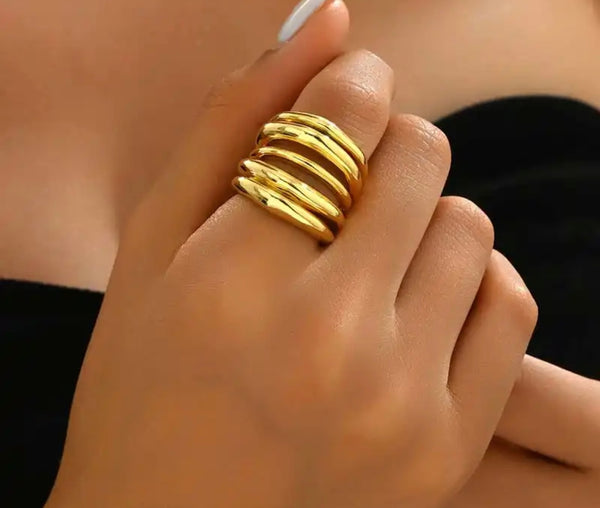 Anello Adele alto 5 fasce due varianti colore