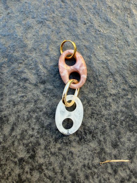 Mono orecchino Marine Florida rosa antico  e bianco opal