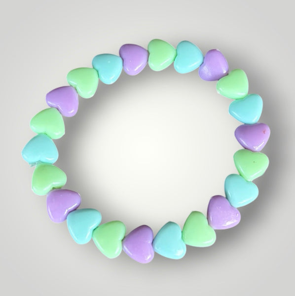 Bracciale colors Beads giro cuori xsmall lilla verde acqua azzurro