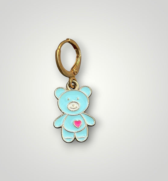 Mono orecchino orsacchiotto teddy bear smaltato vari colori