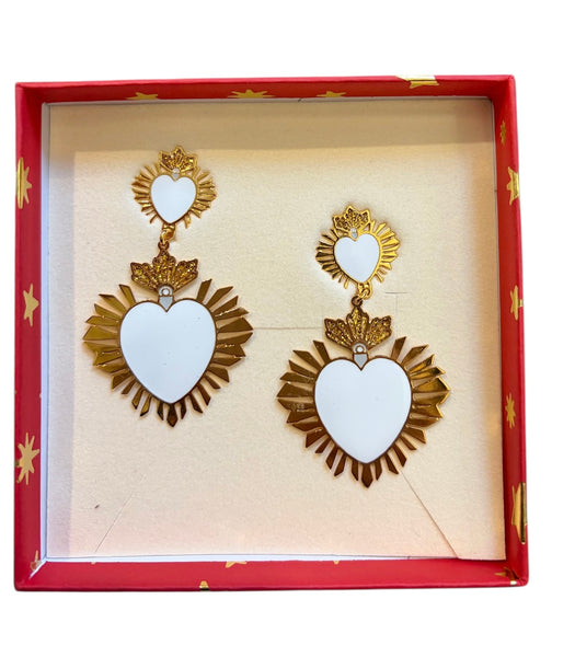 Coppia orecchini principessa Glam Cuore Sacro Saint Paul White