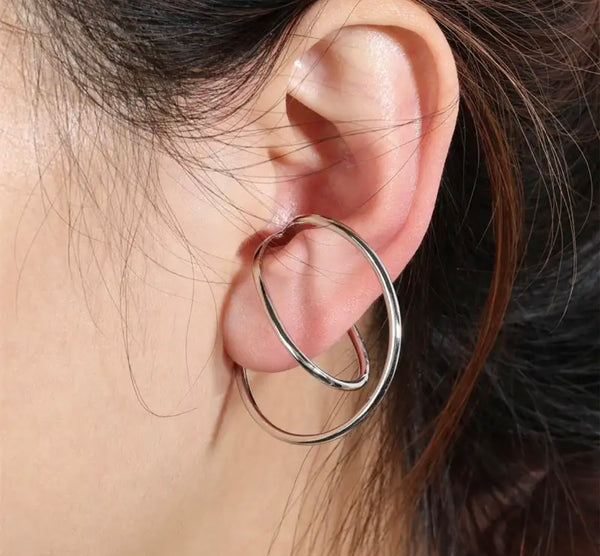 Mono earcuff Luna cerchio doppio orecchino senza buco
