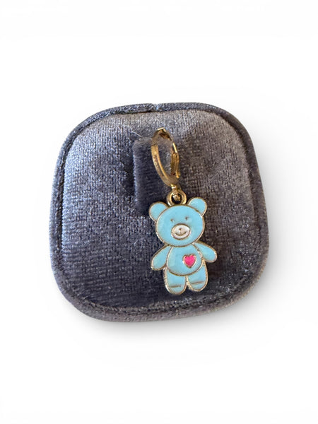 Mono orecchino orsacchiotto teddy bear smaltato vari colori