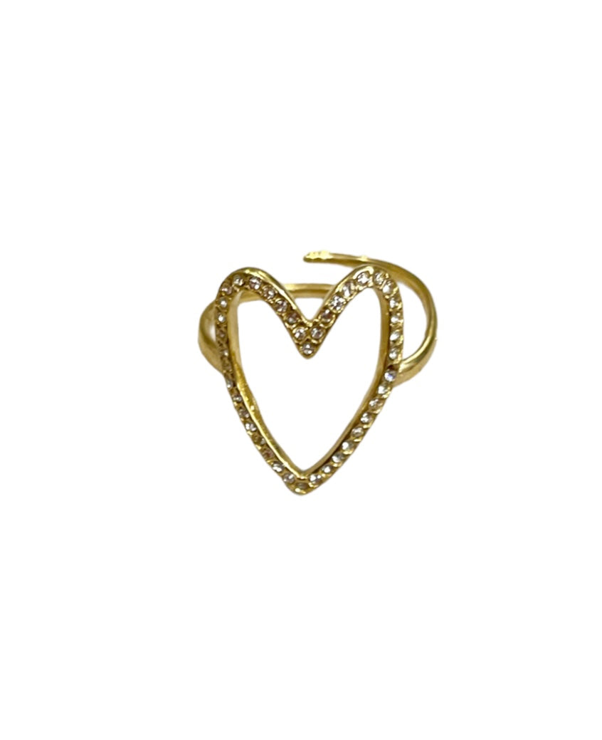 Anello regolabile cuore vuoto crystal