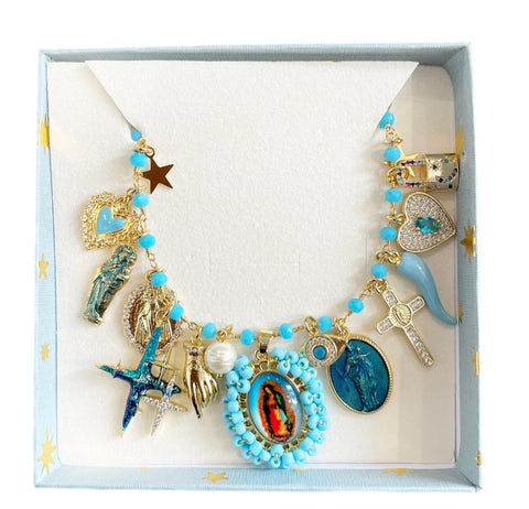 Collana principessa glam Holy Mary turchese