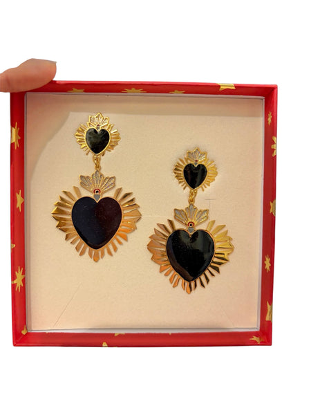 Coppia orecchini principessa Glam Cuore Sacro Saint Paul Black