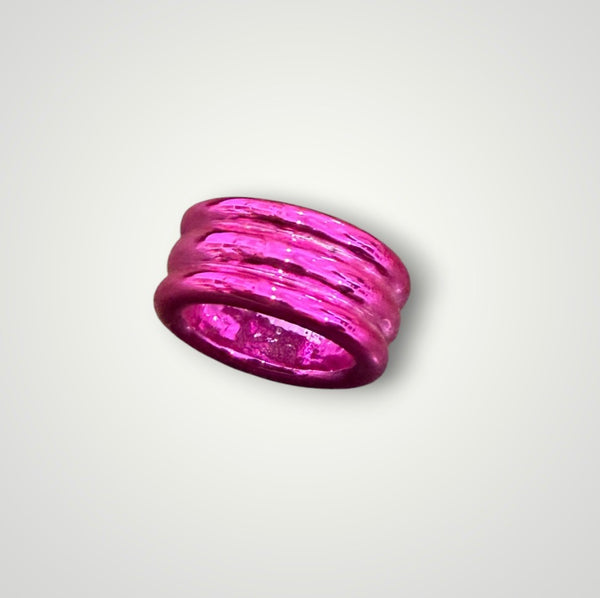 Anello resina metallizzata fascia  rigata