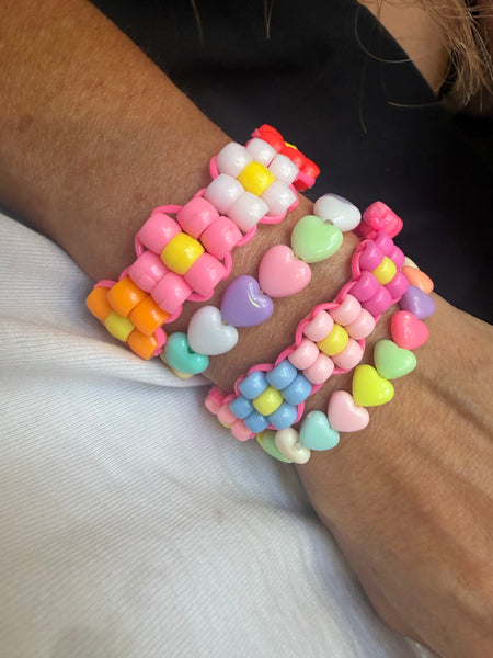 Bracciale colors Beads giro cuori xsmall colori pastello