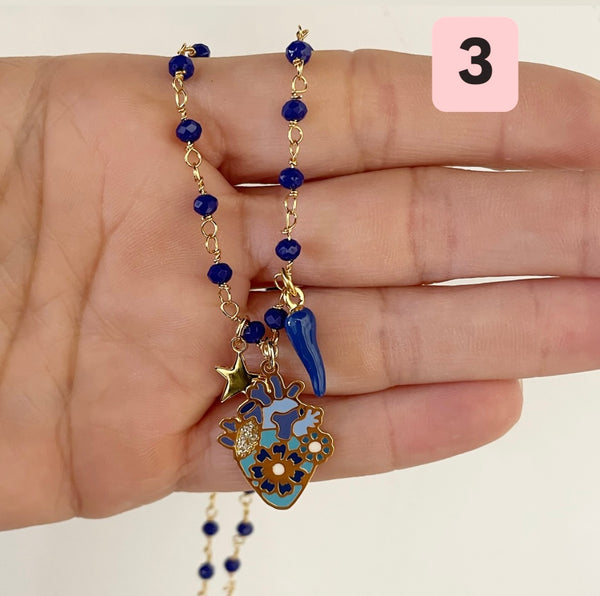 Collana principessa glam remedios corazon cuore anatomico vari colori