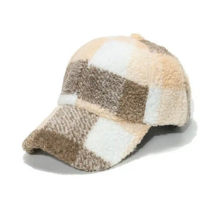 Cappello baseball teddy fantasia quadrettoni Toni caldi del beige