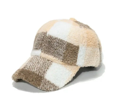 Cappello baseball teddy fantasia quadrettoni Toni caldi del beige