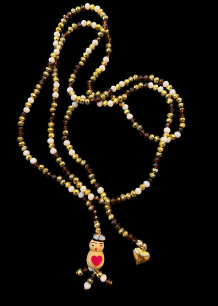 Collana Chinitos  de La Buena  Suerte Marrone oro burro